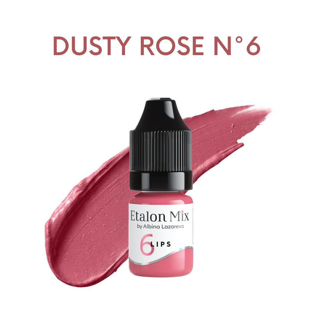 Pigmento PMU para labios Etalon Mix Dusty Rose Nº6 de 5 ml, rosa pastel frío y empolvado para resultados lip blush naturales