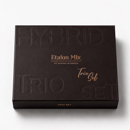 Caja oficial Etalon Mix Hybrid Line Magic Trio Set con pigmentos híbridos profesionales para cejas destinados a micropigmentación PMU.