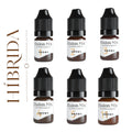 Set Etalon Mix Hybrid con seis pigmentos PMU para cejas de 5 ml en tonos Hazelnut, Milk Chocolate, Cognac, Light Brown, Dark Chocolate y Espresso