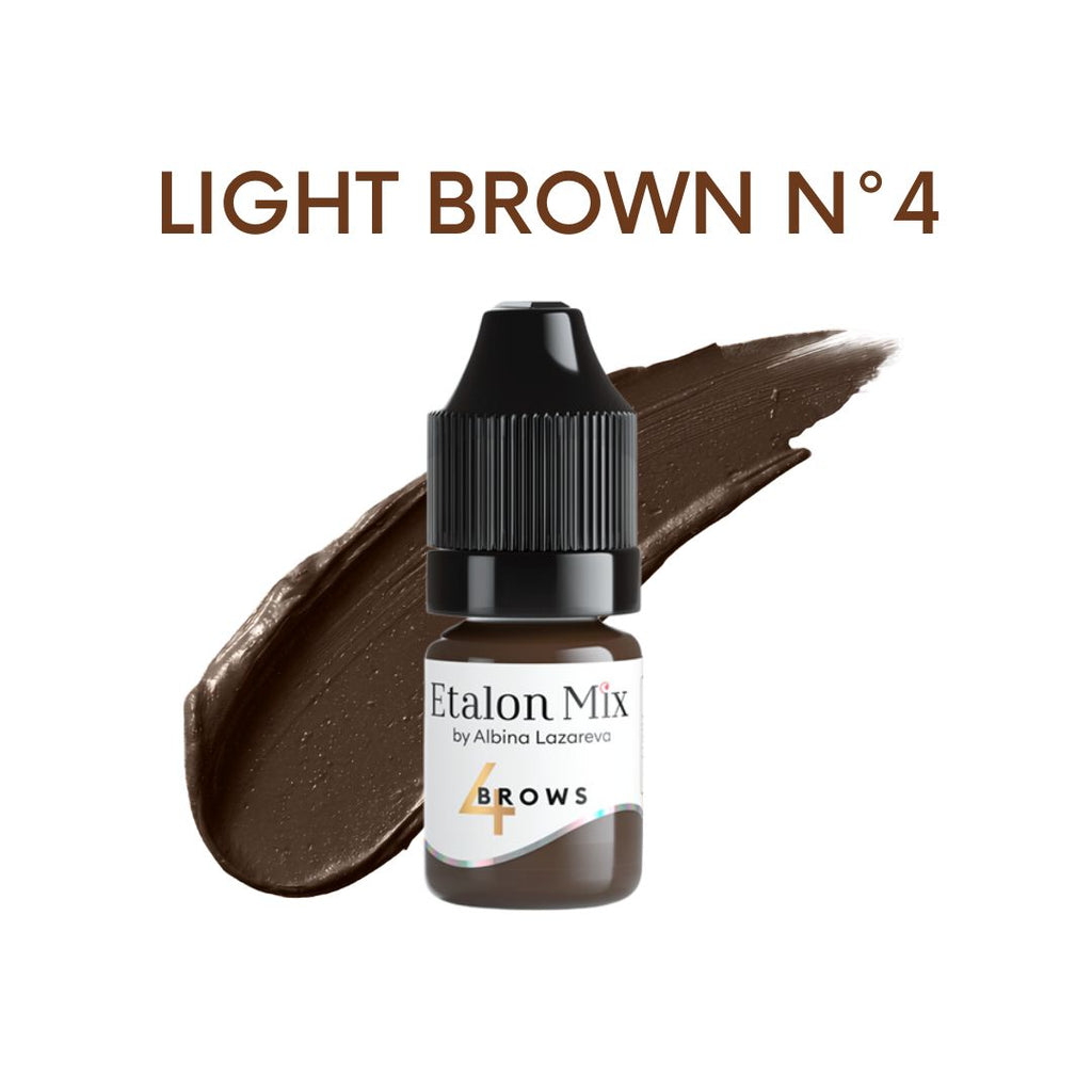 Pigmento híbrido PMU Etalon Mix Light Brown Nº4 para cejas marrón claro frío con base amarilla y formato profesional de 5 ml