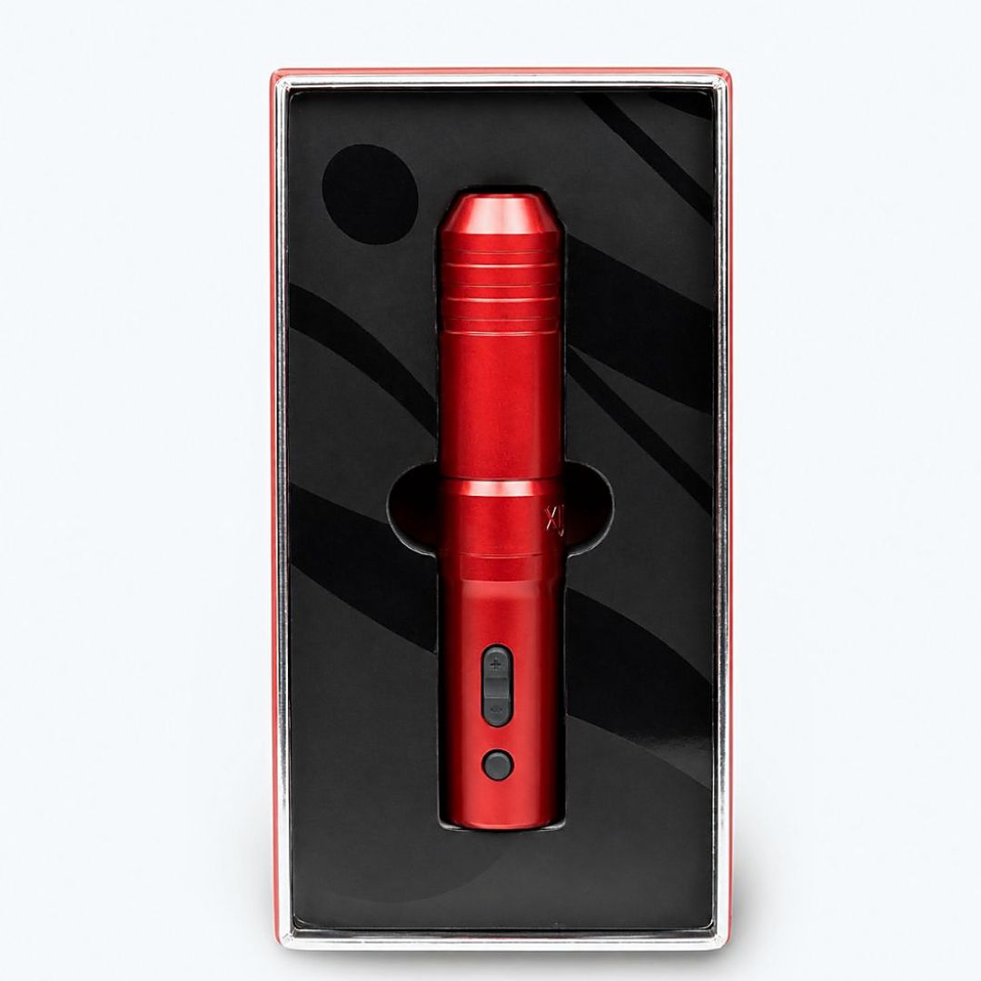 Máquina PMU wireless Etalon Mix LILIT PRO Stroke 3.0 roja presentada en su packaging para micropigmentación profesional