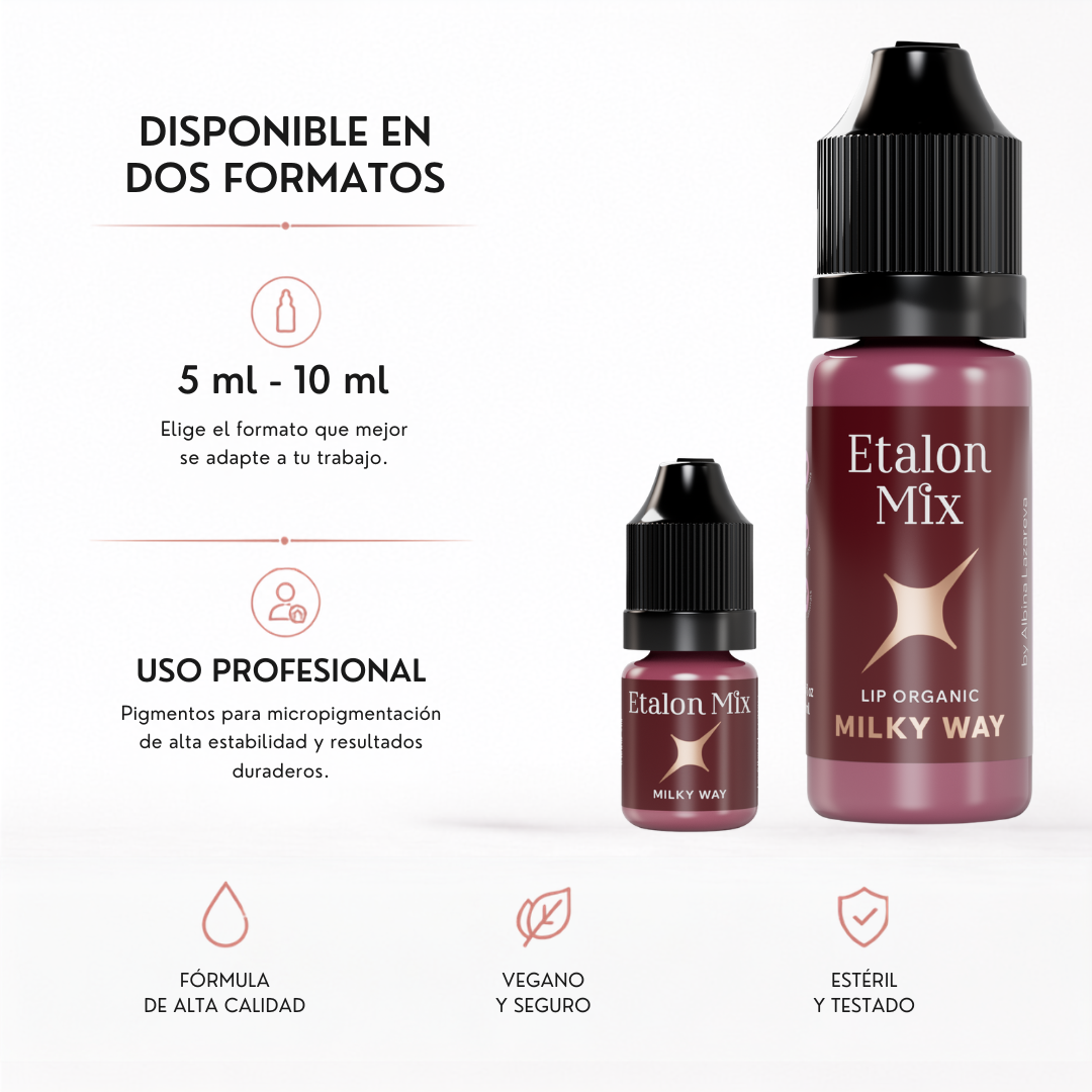 Pigmento PMU para labios Etalon Mix Milky Way disponible en formatos de 5 ml y 10 ml para uso profesional
