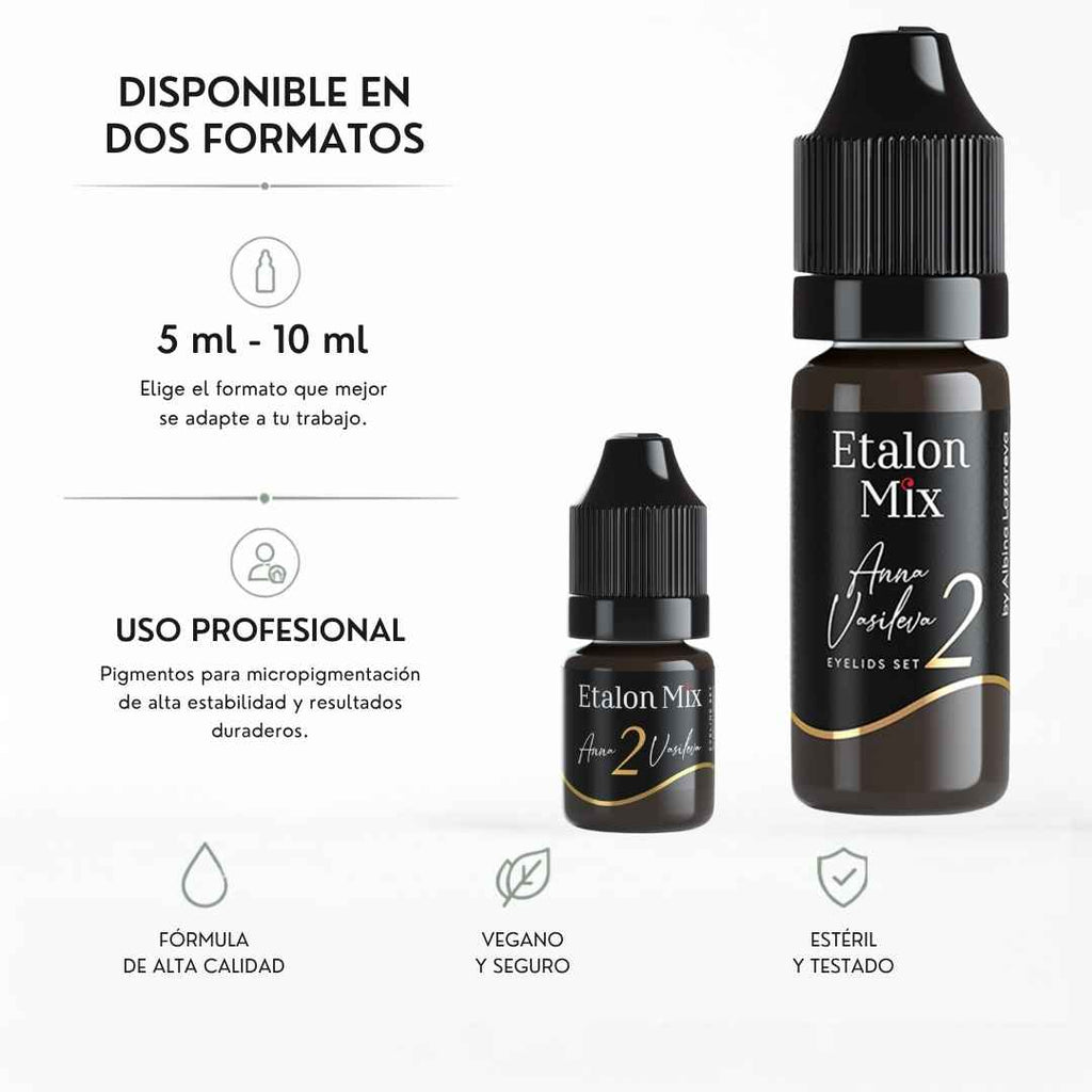 Etalon Mix Opal 2 pigmento PMU marrón negro rojizo para eyeliner disponible en formatos profesionales de 5 ml y 10 ml
