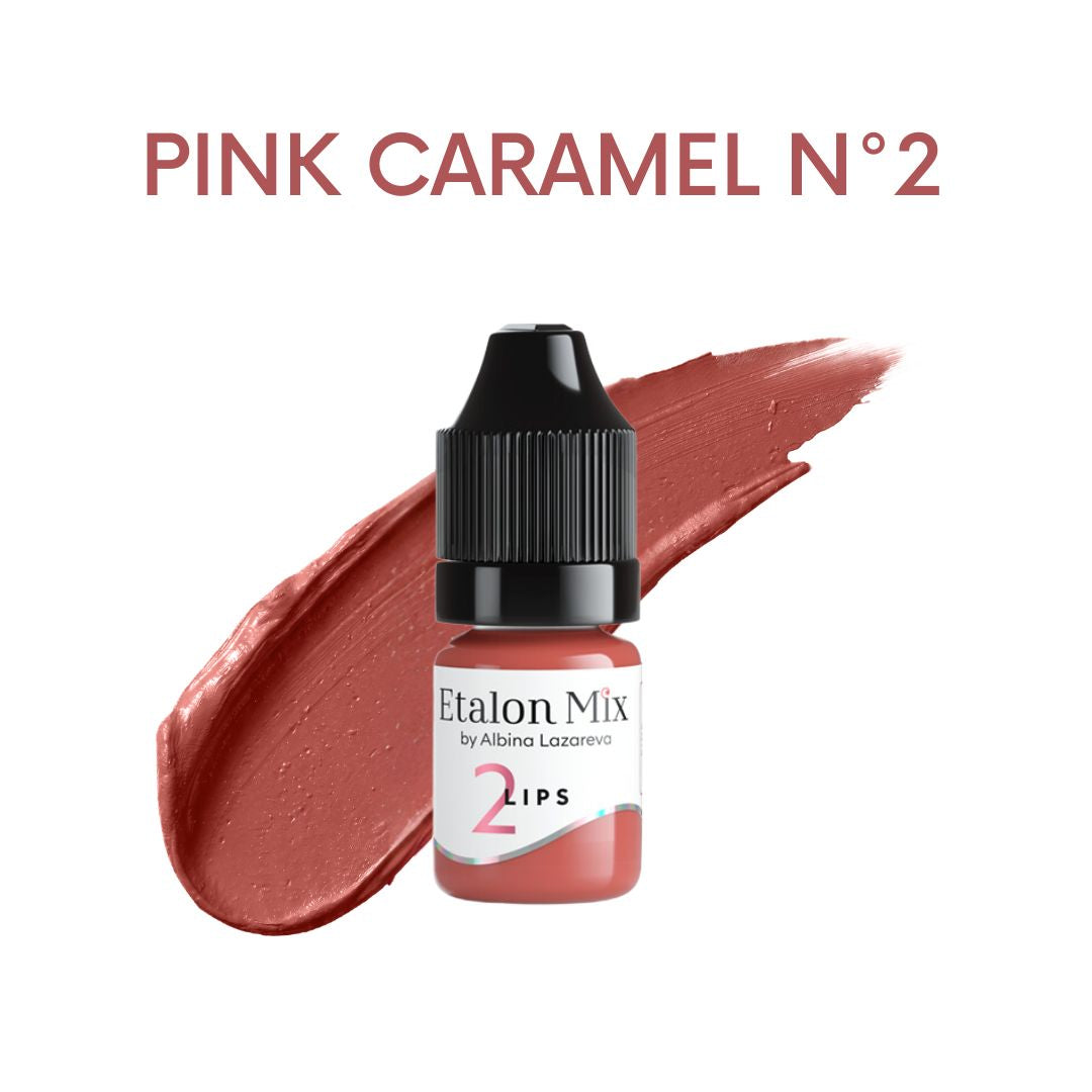 Pigmento PMU para labios Etalon Mix Pink Caramel Nº2 de 5 ml, rosa cálido caramelo para labios maduros y lip blush natural