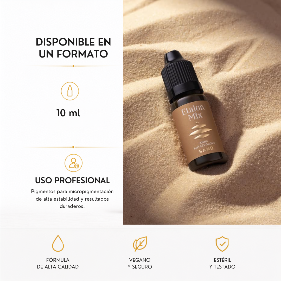 Etalon Mix Sand by Anna Kutsevolova pigmento profesional formato 10 ml rubio cálido claro para micropigmentación técnica