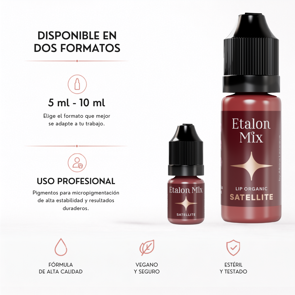 Pigmento PMU para labios Etalon Mix Satellite disponible en formatos profesionales de 5 ml y 10 ml