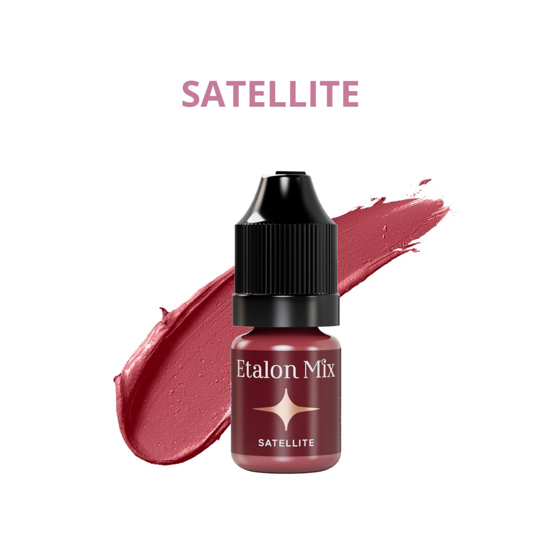 Pigmento PMU para labios Etalon Mix Satellite 5 ml. Tono frío medio de la colección Favor, pigmento híbrido profesional para micropigmentación de labios y mezclas personalizadas.