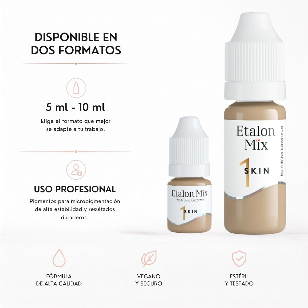 Pigmento Etalon Mix Skin 1 disponible en formatos de 5 ml y 10 ml para profesionales especializados en camuflaje y colorimetría.