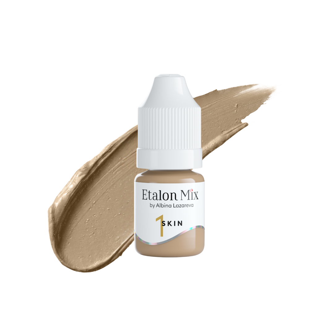 Pigmento Etalon Mix SKIN 1 beige oliva frío con subtonos amarillo verdes para camuflaje de cicatrices y corrección profesional del tono cutáneo.