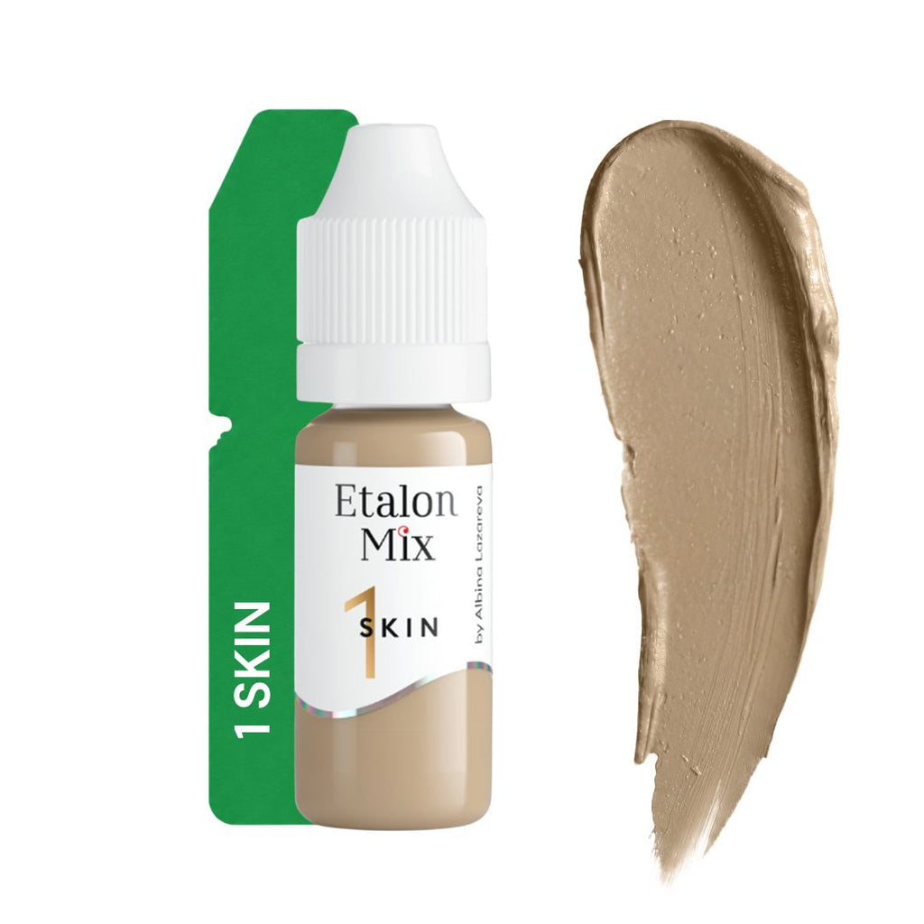 Swatch del pigmento Etalon Mix Skin 1 beige oliva frío utilizado para mezclas cromáticas y simulaciones profesionales de camuflaje.