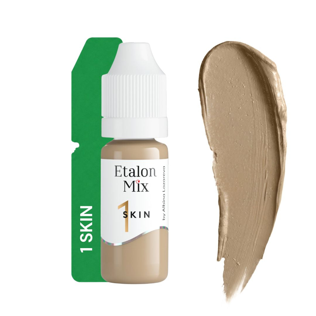 Swatch del pigmento Etalon Mix Skin 1 beige oliva frío utilizado para mezclas cromáticas y simulaciones profesionales de camuflaje.