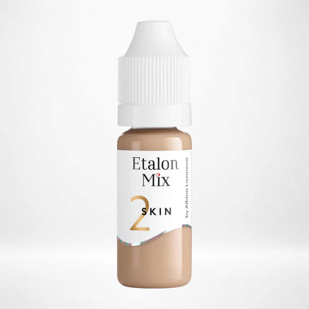 Frasco original del pigmento corrector PMU Etalon Mix Skin 2 beige amarillo cálido para camuflaje profesional