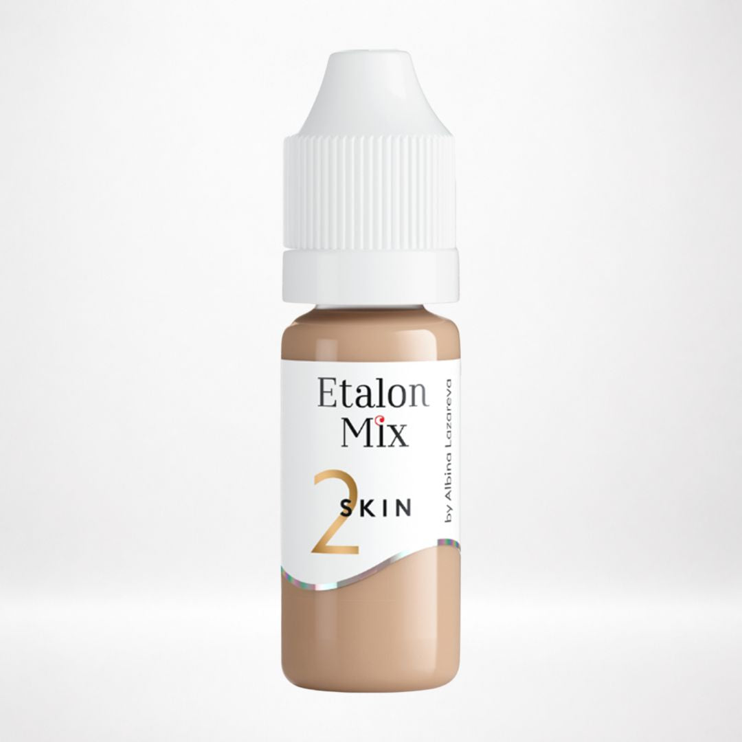 Frasco original del pigmento corrector PMU Etalon Mix Skin 2 beige amarillo cálido para camuflaje profesional