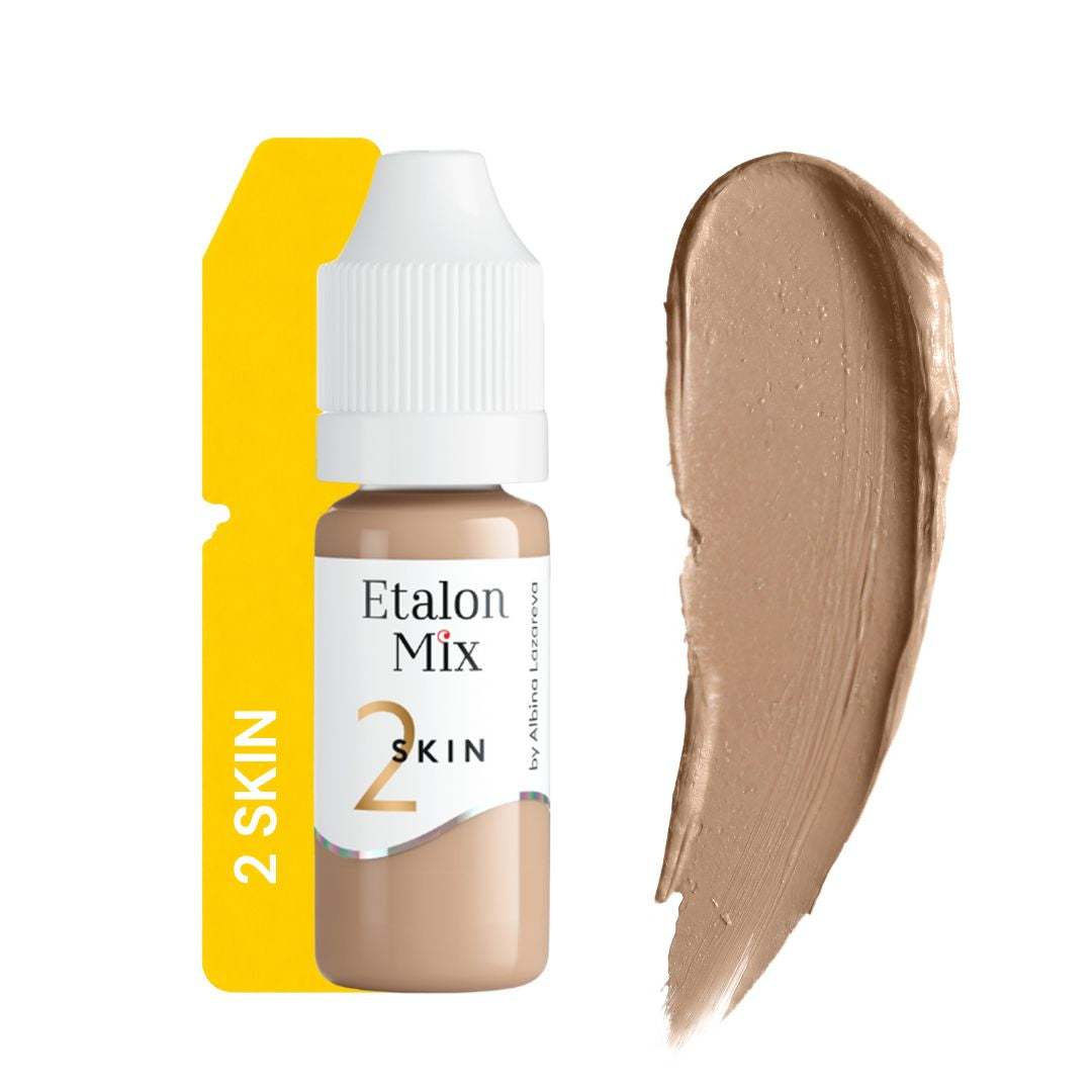 Swatch del pigmento PMU Etalon Mix Skin 2 tono beige amarillo cálido para corrección cromática y mezclas profesionales