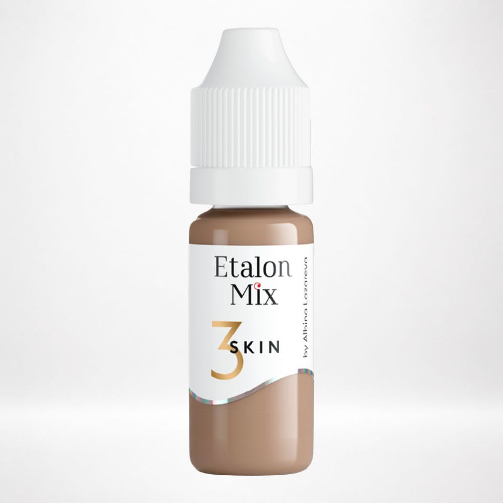 Frasco original del pigmento PMU Etalon Mix Skin 3 tono neutro para procedimientos profesionales de camuflaje y corrección cromática