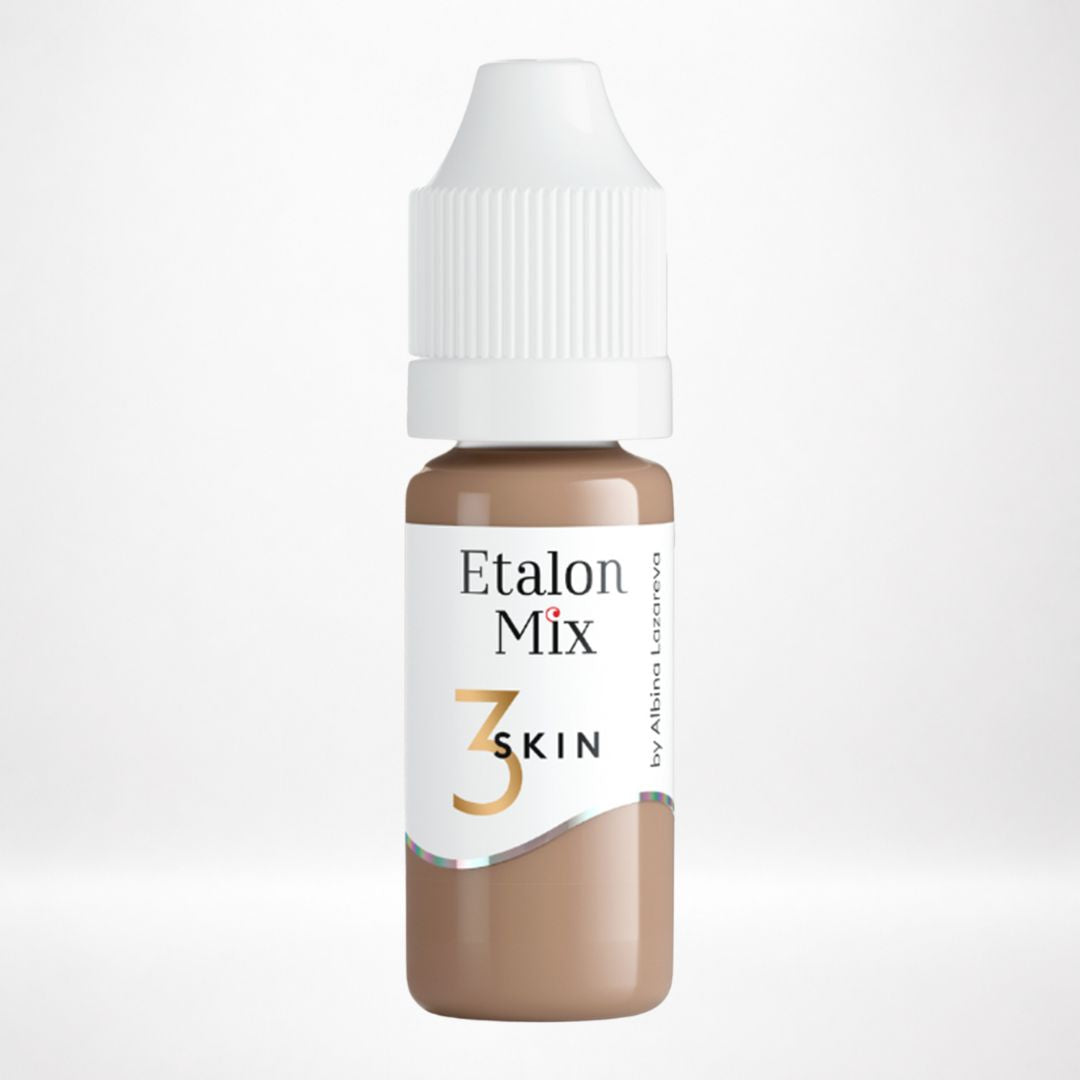 Frasco original del pigmento PMU Etalon Mix Skin 3 tono neutro para procedimientos profesionales de camuflaje y corrección cromática