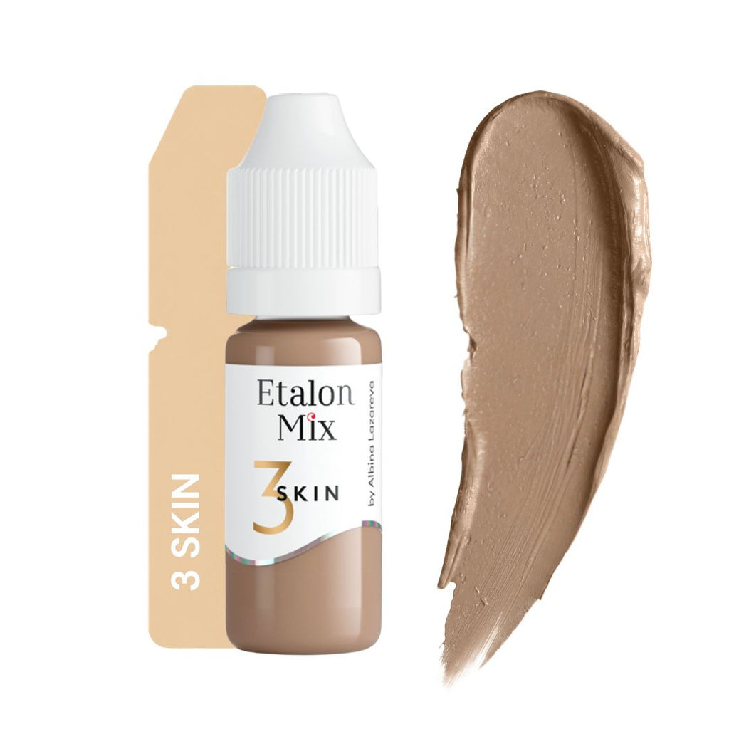 Swatch del pigmento PMU Etalon Mix Skin 3 tono neutro utilizado para mezclas personalizadas, camuflaje y corrección cromática profesional
