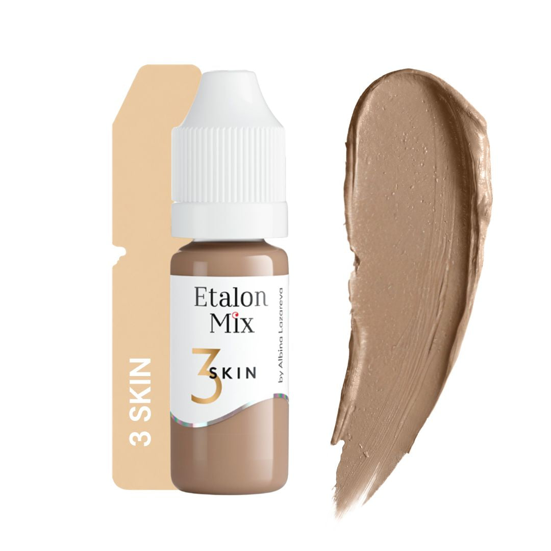 Swatch del pigmento PMU Etalon Mix Skin 3 tono neutro utilizado para mezclas personalizadas, camuflaje y corrección cromática profesional