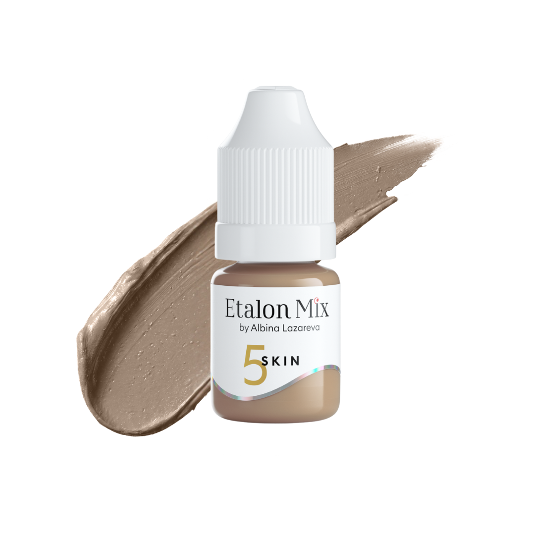 Pigmento Etalon Mix SKIN 5 oliva gris frío, tono oscuro para aportar profundidad y equilibrar mezclas de camuflaje profesional de la piel.