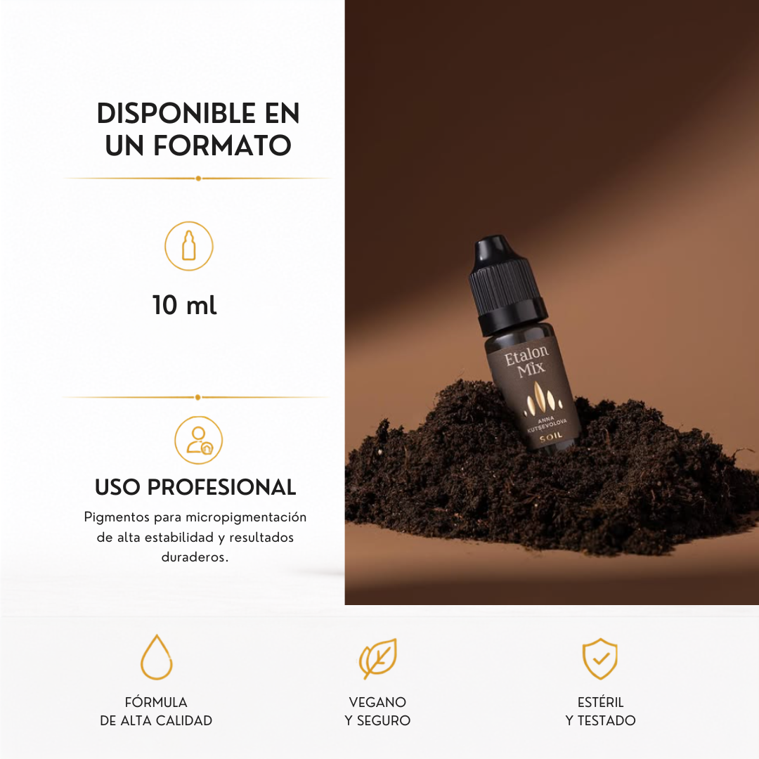 Etalon Mix Soil by Anna Kutsevolova pigmento profesional formato 10 ml marrón oscuro neutro para micropigmentación técnica