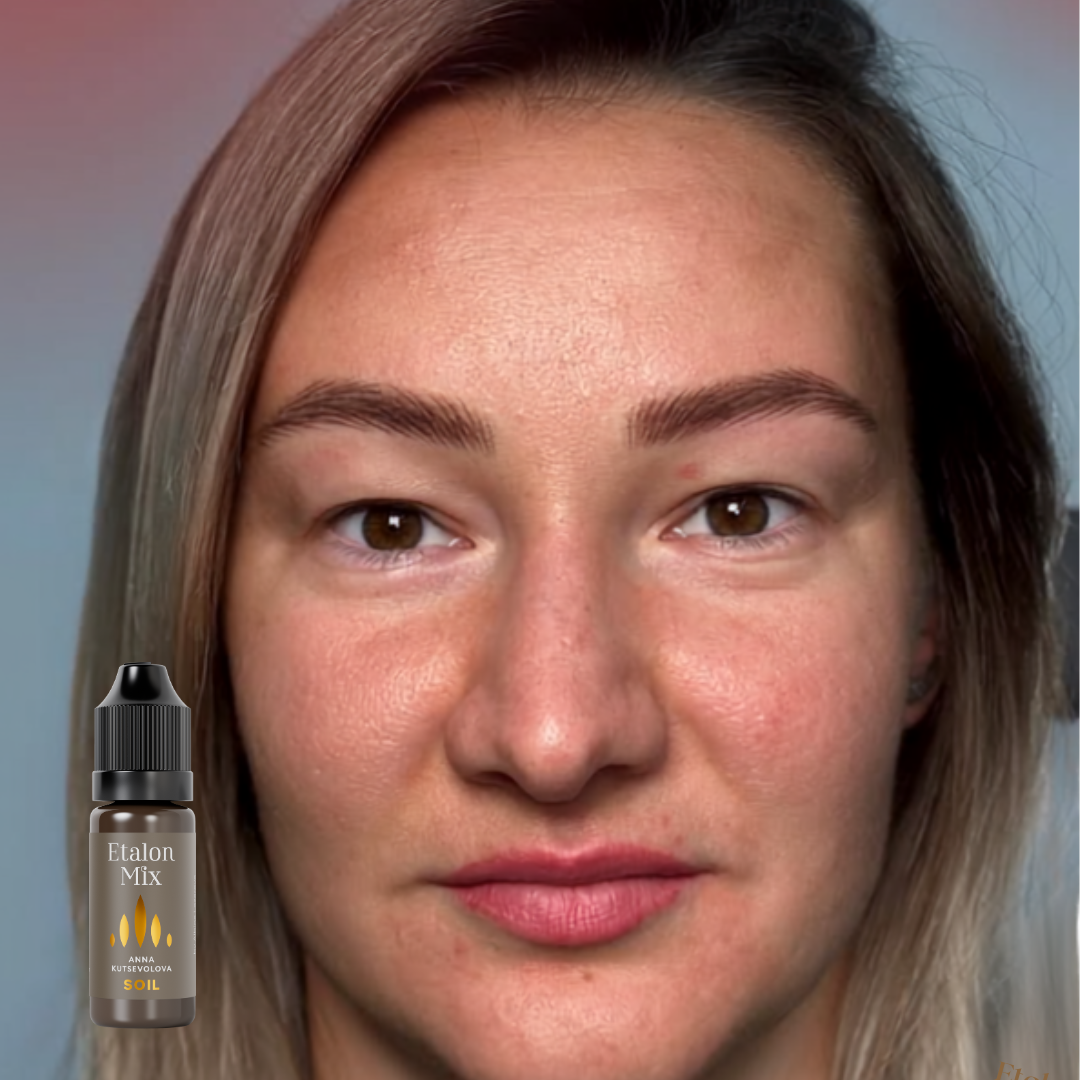 Pigmento Etalon Mix Soil by Anna Kutsevolova marrón oscuro neutro para cejas hair stroke y pelo hiperrealista en fototipos altos