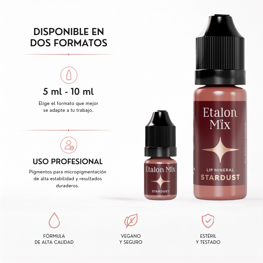 Pigmento PMU mineral para labios Etalon Mix Stardust disponible en formatos profesionales de 5 ml y 10 ml
