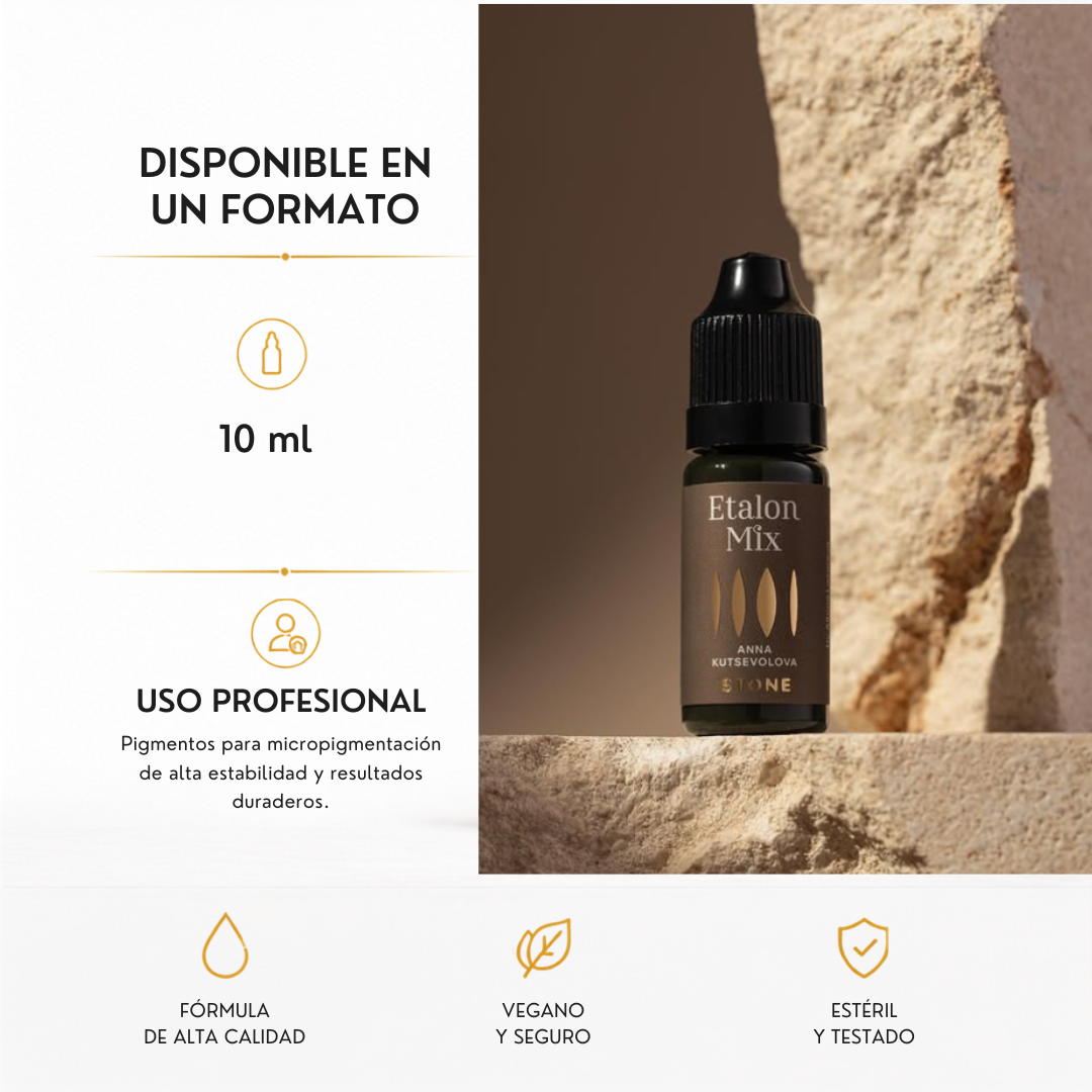 Etalon Mix Stone by Anna Kutsevolova pigmento profesional formato 10 ml marrón frío claro para micropigmentación técnica