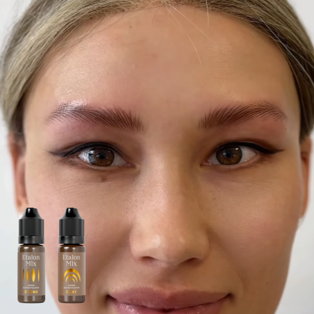 Pigmento Etalon Mix Stone by Anna Kutsevolova marrón frío claro para cejas hair stroke y pelo hiperrealista con mezcla Clay