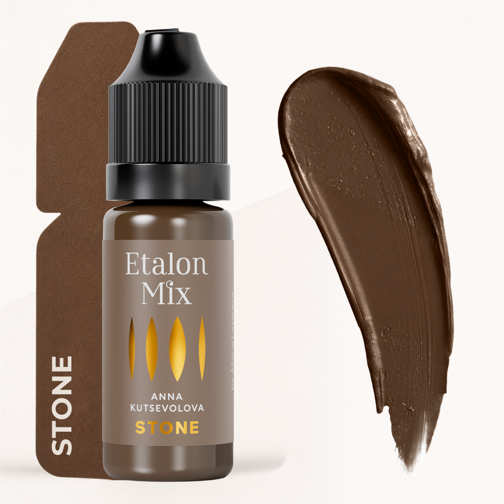 Textura y swatch Etalon Mix Stone pigmento marrón frío claro para técnicas de pelo hiperrealista hair stroke y soft shading