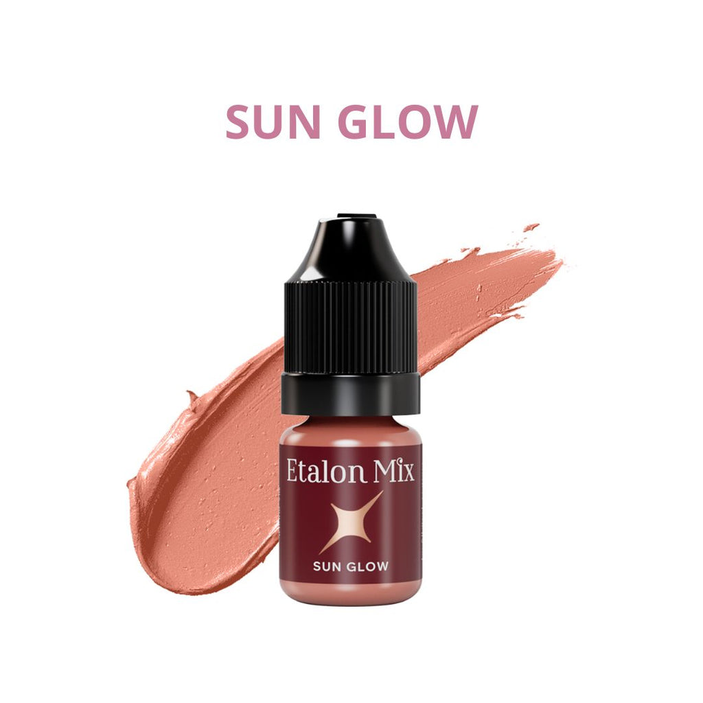 Pigmento PMU para labios Etalon Mix Sun Glow 5 ml. Tono melocotón cálido de la colección Favor, pigmento mineral profesional para lip blush y técnicas naturales.