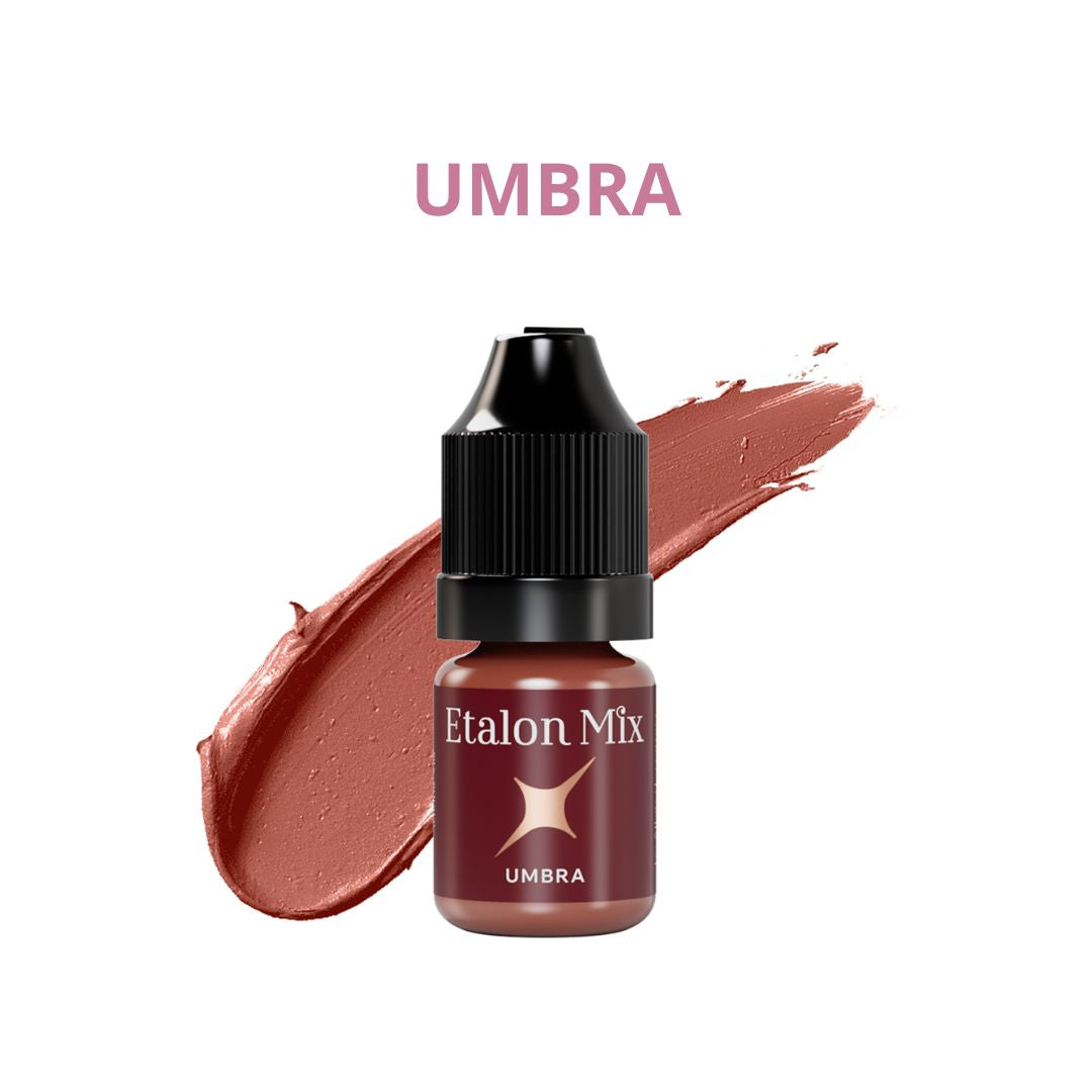 Pigmento PMU para labios Etalon Mix Umbra 5 ml. Marrón profundo híbrido de la colección Favor, ideal para aportar profundidad, mezclas y correcciones profesionales.