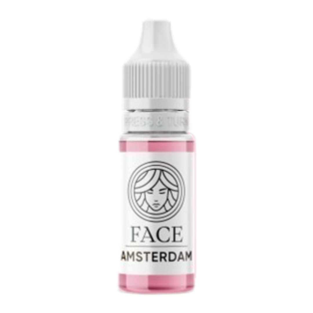 Frasco profesional pigmento PMU FACE Amsterdam color rosa nude frío para micropigmentación labial y lip blush elegante