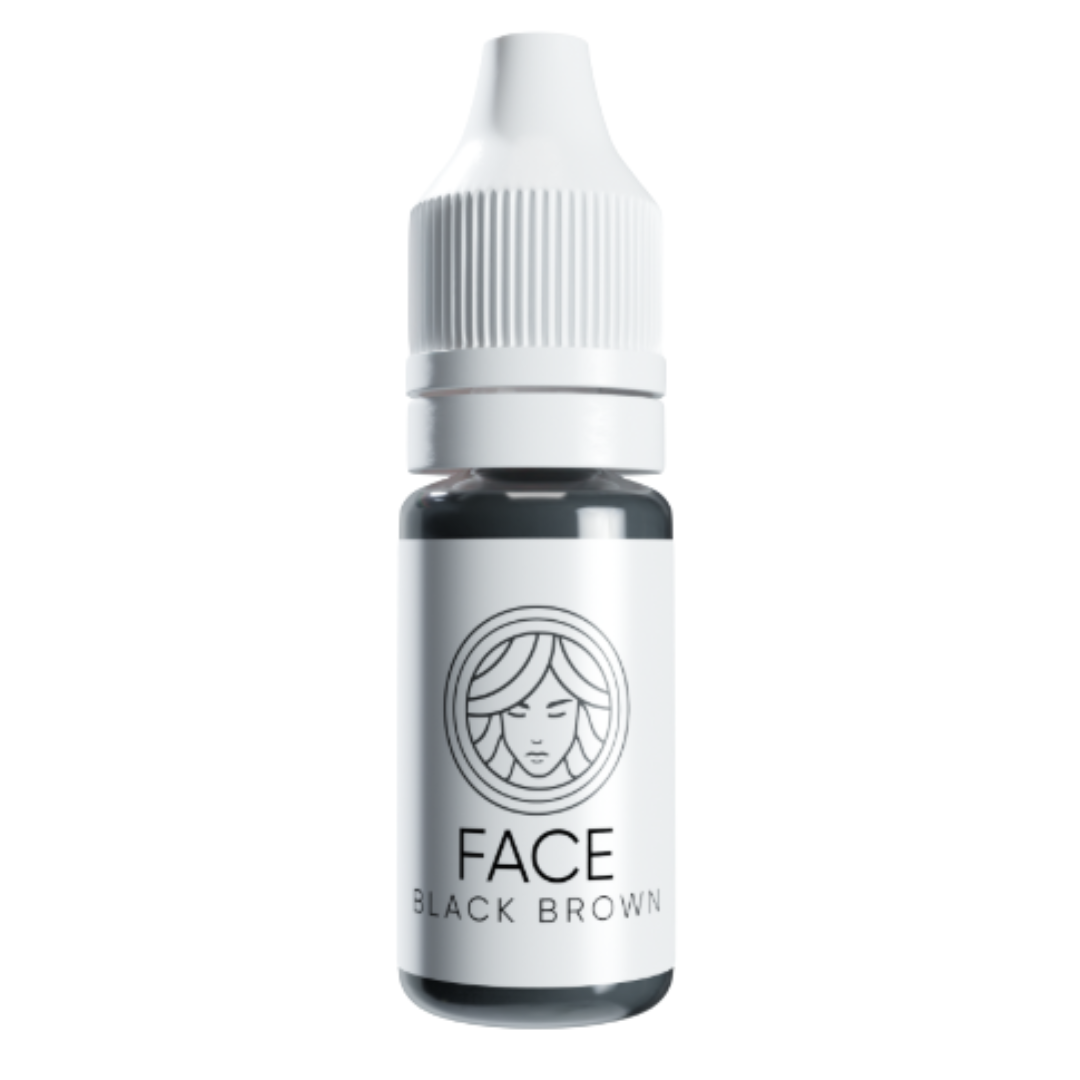 Pigmento corrector FACE Black Brown marrón negro frío para micropigmentación profesional de cejas y mezclas intensas