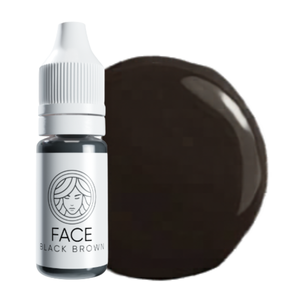 Textura corrector mineral FACE Black Brown marrón oscuro frío para micropigmentación de cejas con alta profundidad cromática
