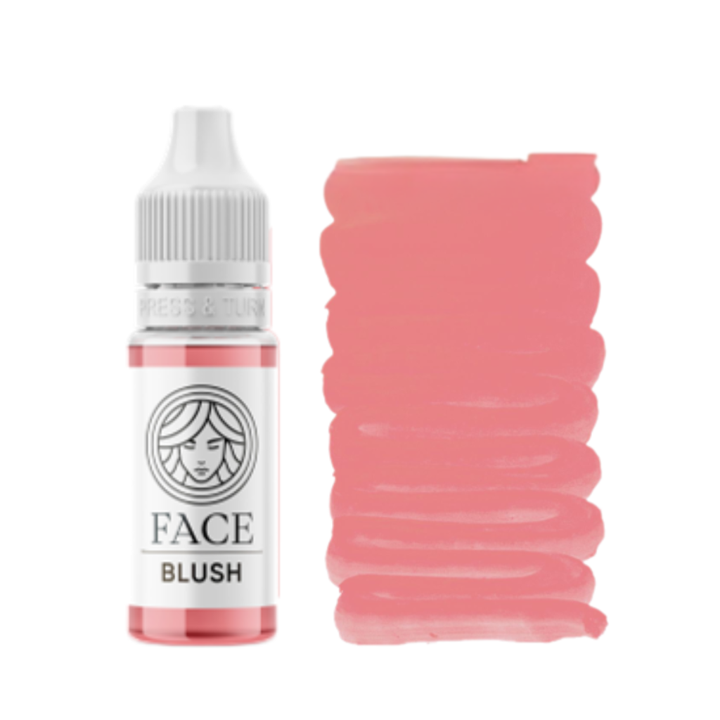 Textura pigmento PMU labios FACE Blush swatch rosa nude neutro efecto natural lip blush cobertura suave profesional