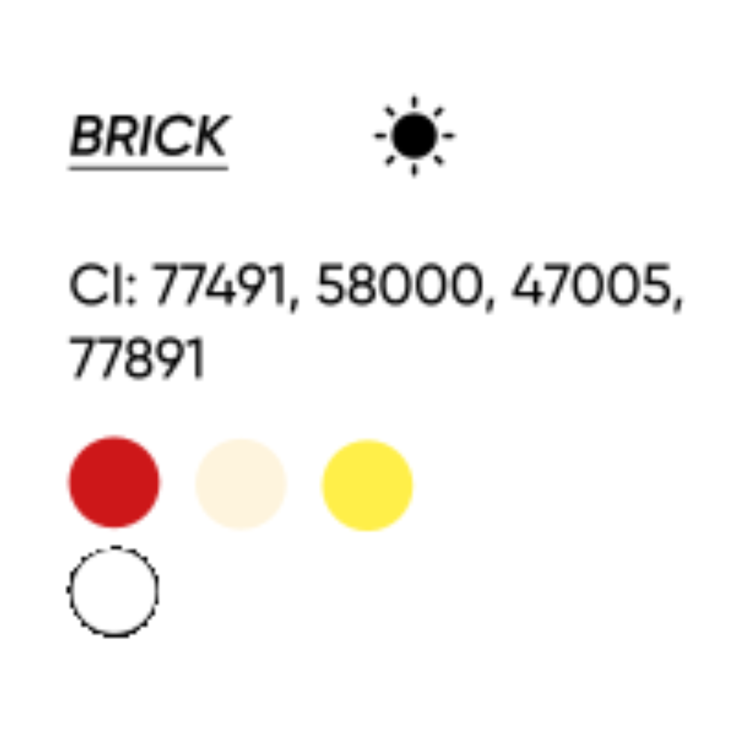 Corrector PMU FACE Brick con composición pigmentaria y subtono cálido rojo ladrillo para neutralización profesional de cejas grises y azuladas