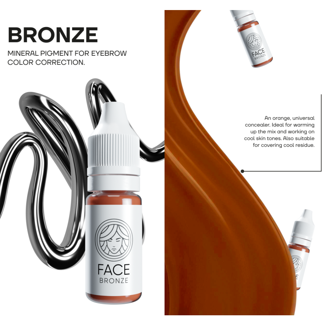 Corrector mineral FACE Bronze naranja para micropigmentación de cejas utilizado para neutralizar residuos fríos y calentar mezclas PMU