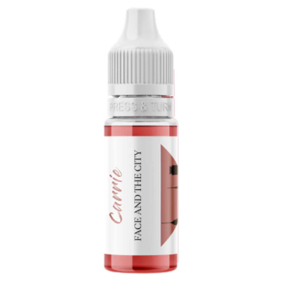 Pigmento PMU labios FACE Carrie botella profesional tono rosa marrón neutro ideal para lip blush natural y técnicas de micropigmentación labial