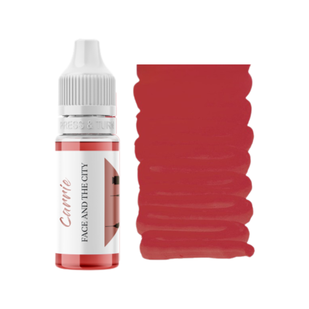 Textura pigmento PMU labios FACE Carrie rosa marrón neutro efecto nude natural alta uniformidad para lip blush y resultados elegantes en micropigmentación