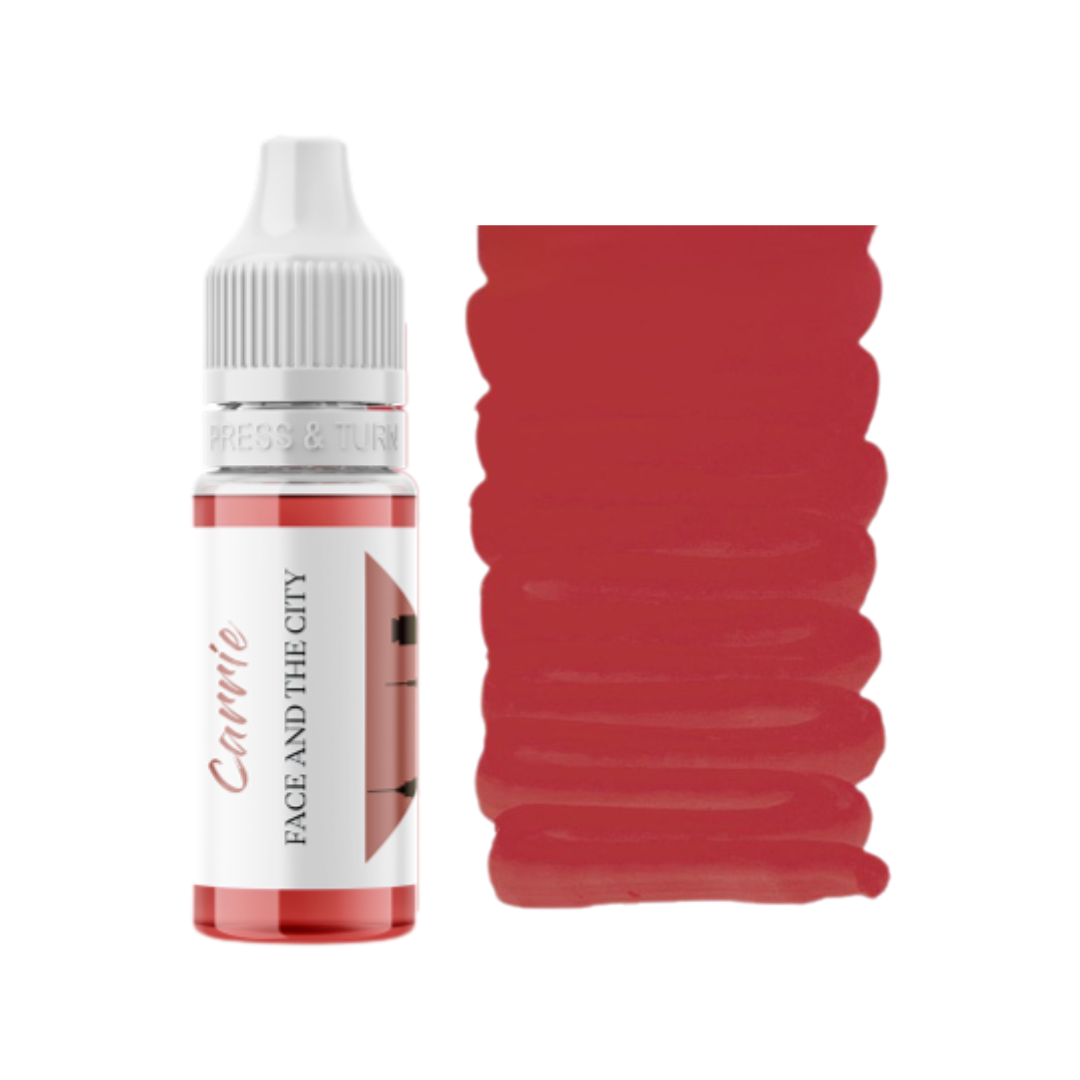Textura pigmento PMU labios FACE Carrie rosa marrón neutro efecto nude natural alta uniformidad para lip blush y resultados elegantes en micropigmentación