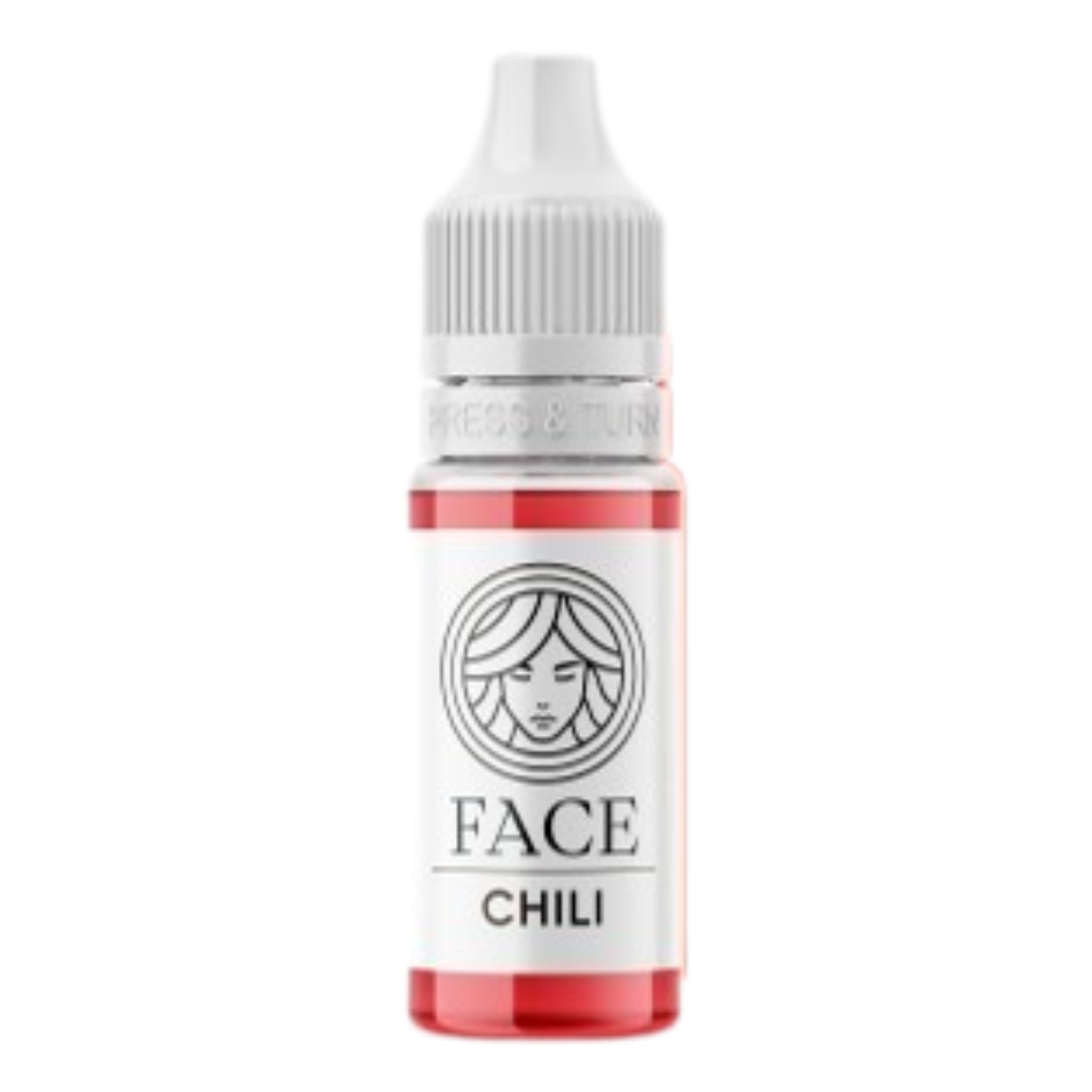 Frasco pigmento PMU FACE Chili rojo escarlata cálido para micropigmentación profesional de labios