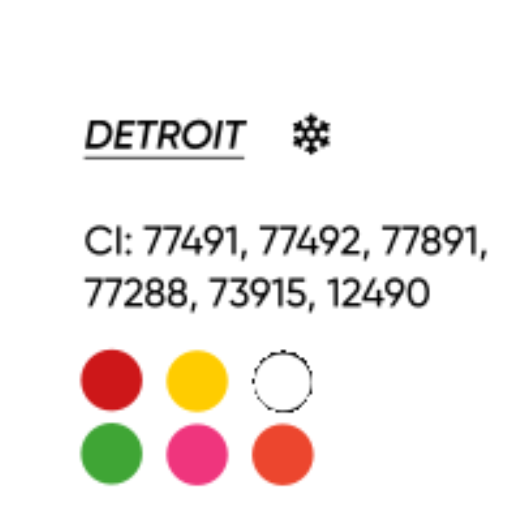Pigmento PMU FACE Detroit para labios tono berry violáceo frío con composición CI 77491 CI 77492 CI 77891 CI 77288 CI 73915 y CI 12490