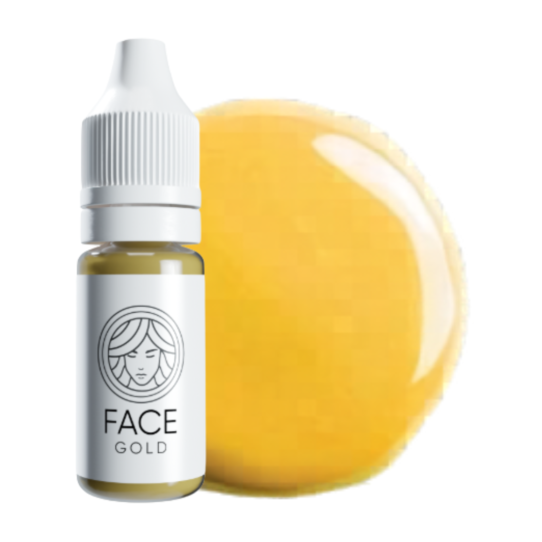 Textura corrector mineral FACE Gold amarillo cálido para micropigmentación de cejas y neutralización de subtonos fríos