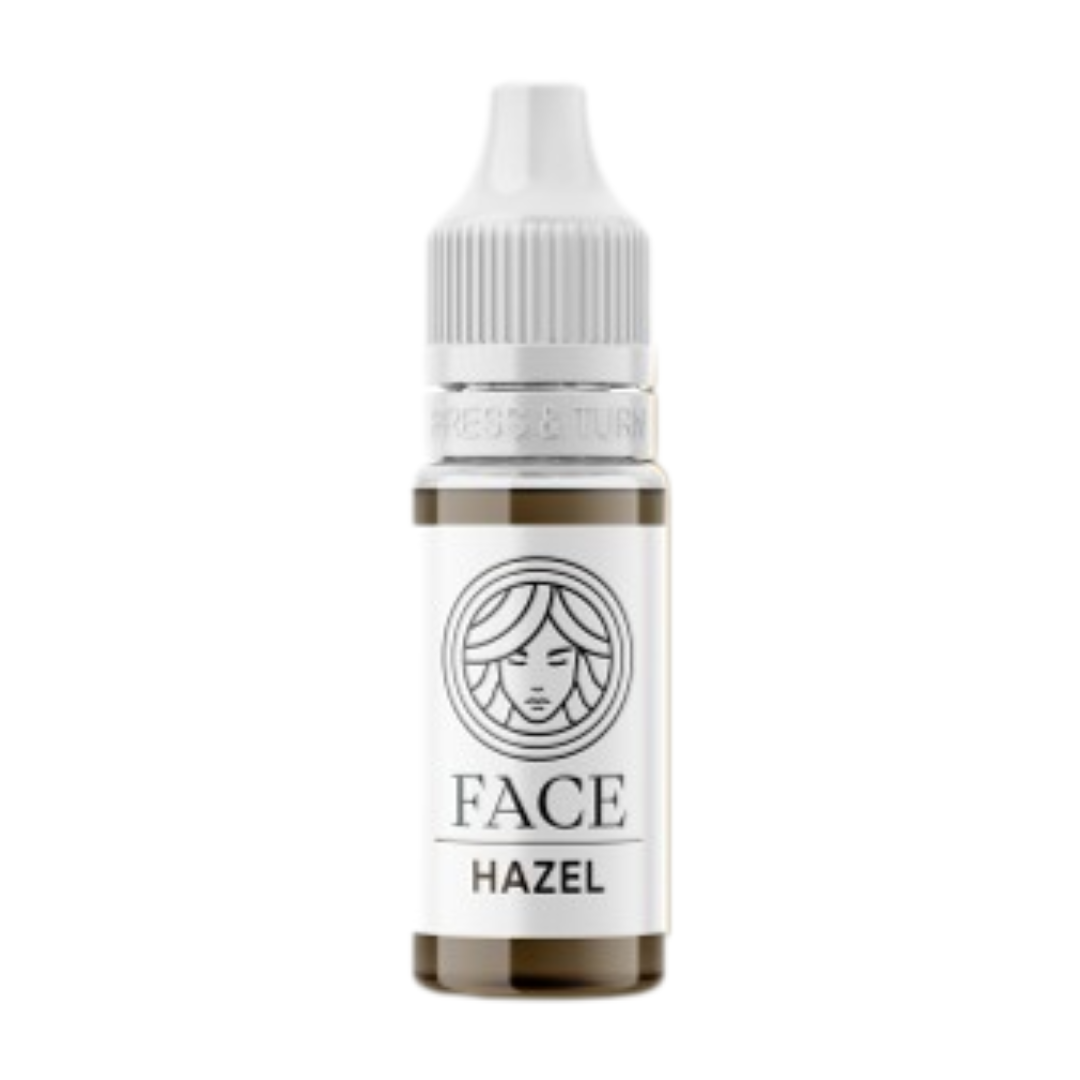 Pigmento híbrido PMU FACE Hazel para cejas marrón claro neutro con base equilibrada frasco profesional