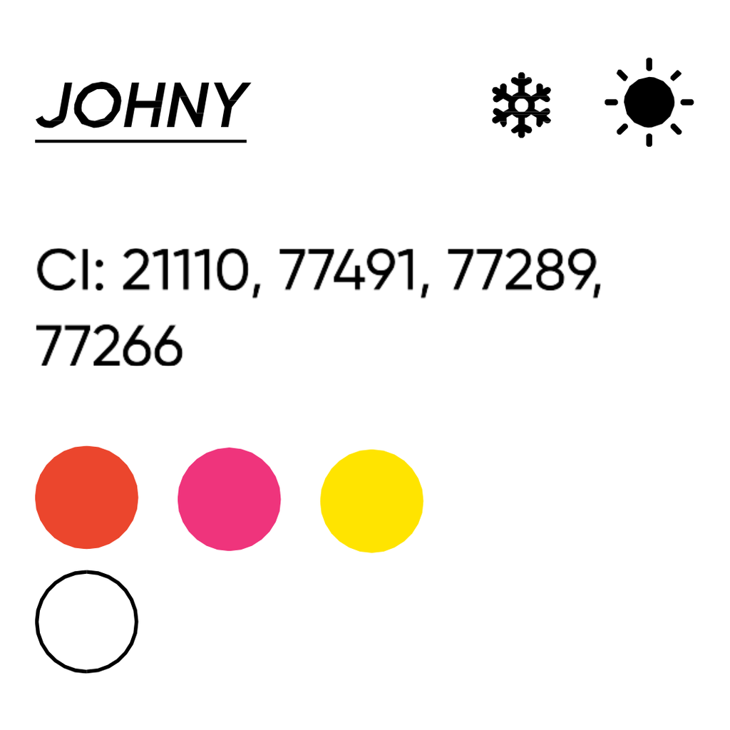 INCI y temperatura del pigmento PMU FACE Johny para cejas marrón neutro orgánico híbrido con CI 21110 77491 77289 77266
