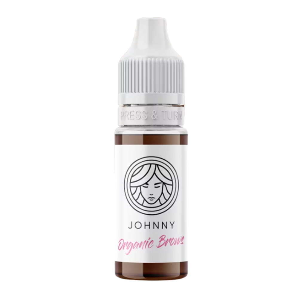 Frasco FACE Johny Organic Brows pigmento PMU para cejas marrón neutro profesional para morenas y castañas claras