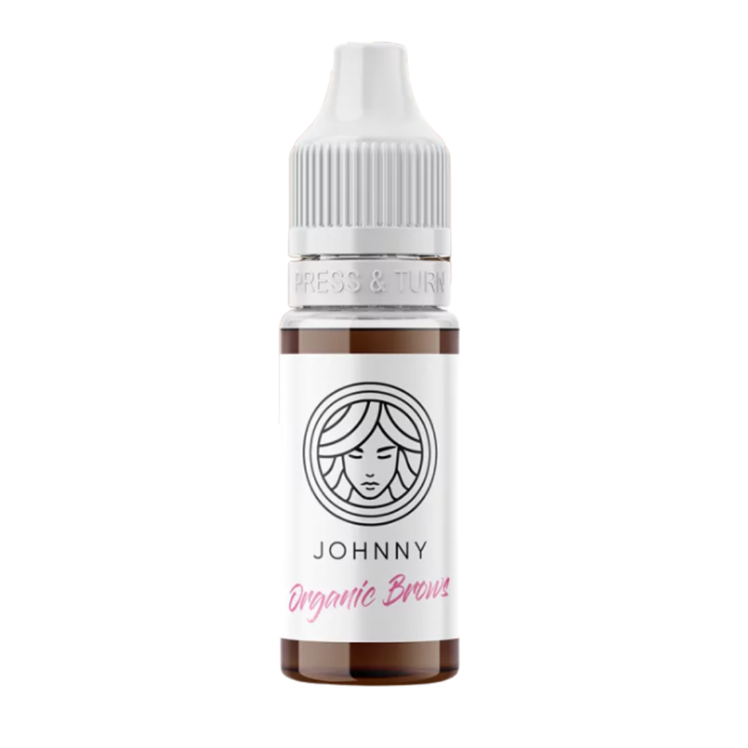 Frasco FACE Johny Organic Brows pigmento PMU para cejas marrón neutro profesional para morenas y castañas claras