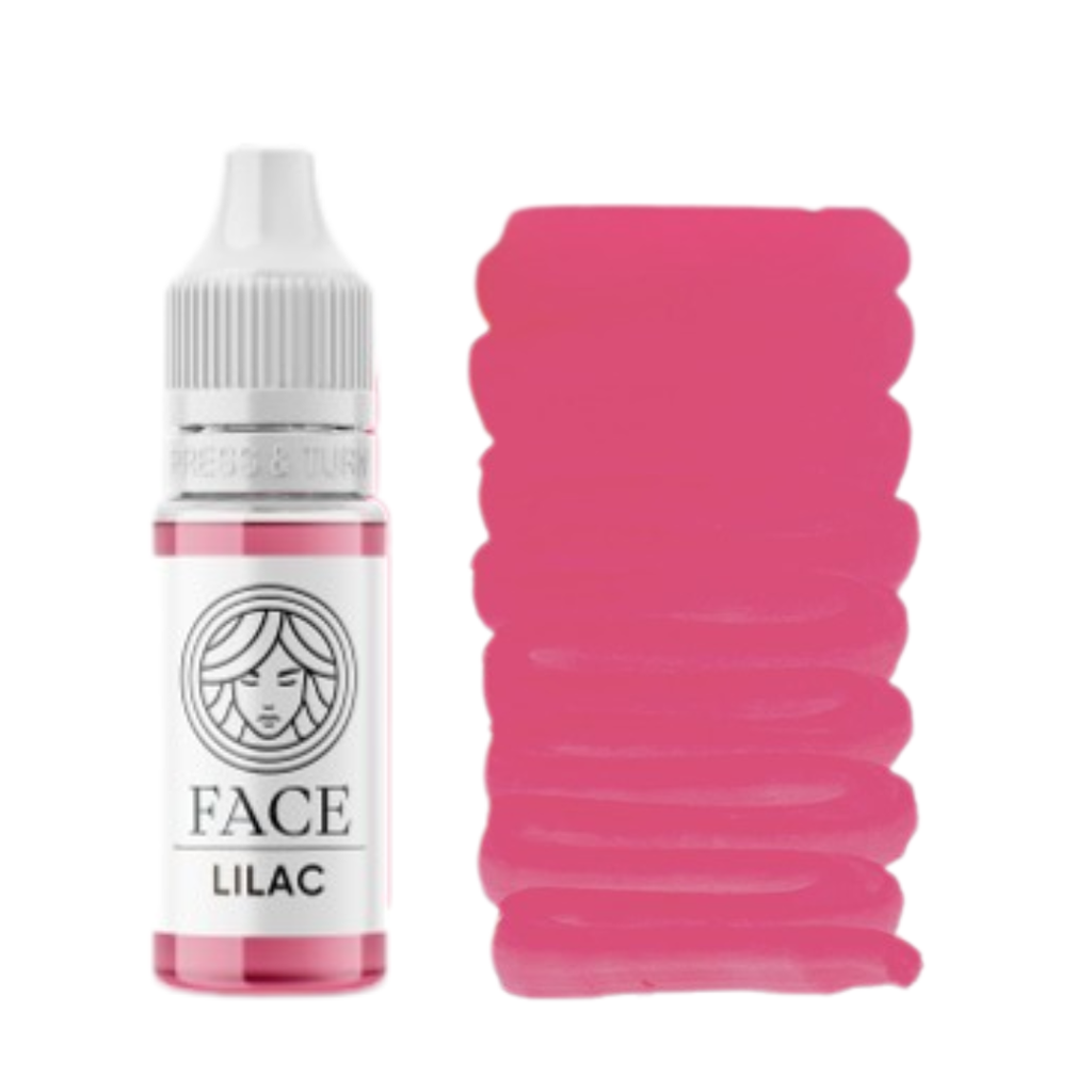 Textura swatch pigmento PMU FACE Lilac rosa lila frío efecto lip blush elegante para micropigmentación profesional labial