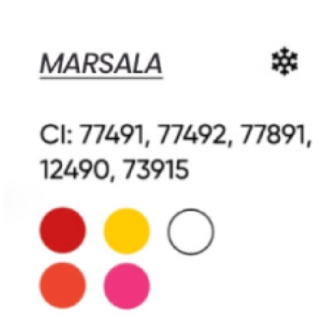 INCI pigmento PMU FACE Marsala CI 77491 CI 77492 CI 77891 CI 12490 CI 73915 composición para labios nude frío vinaccia