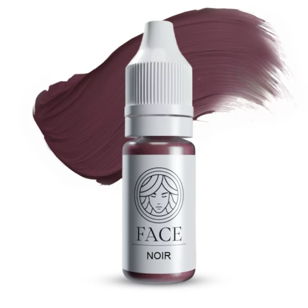 Textura swatch pigmento PMU FACE Noir marrón lila oscuro acabado satinado para oscurecer mezclas de labios profesionales